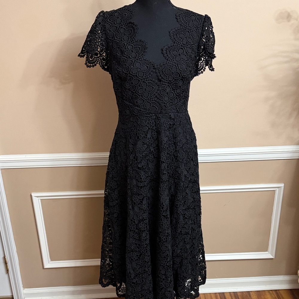 Just Me Black Lace Midi Dress - Picture 3 of 11